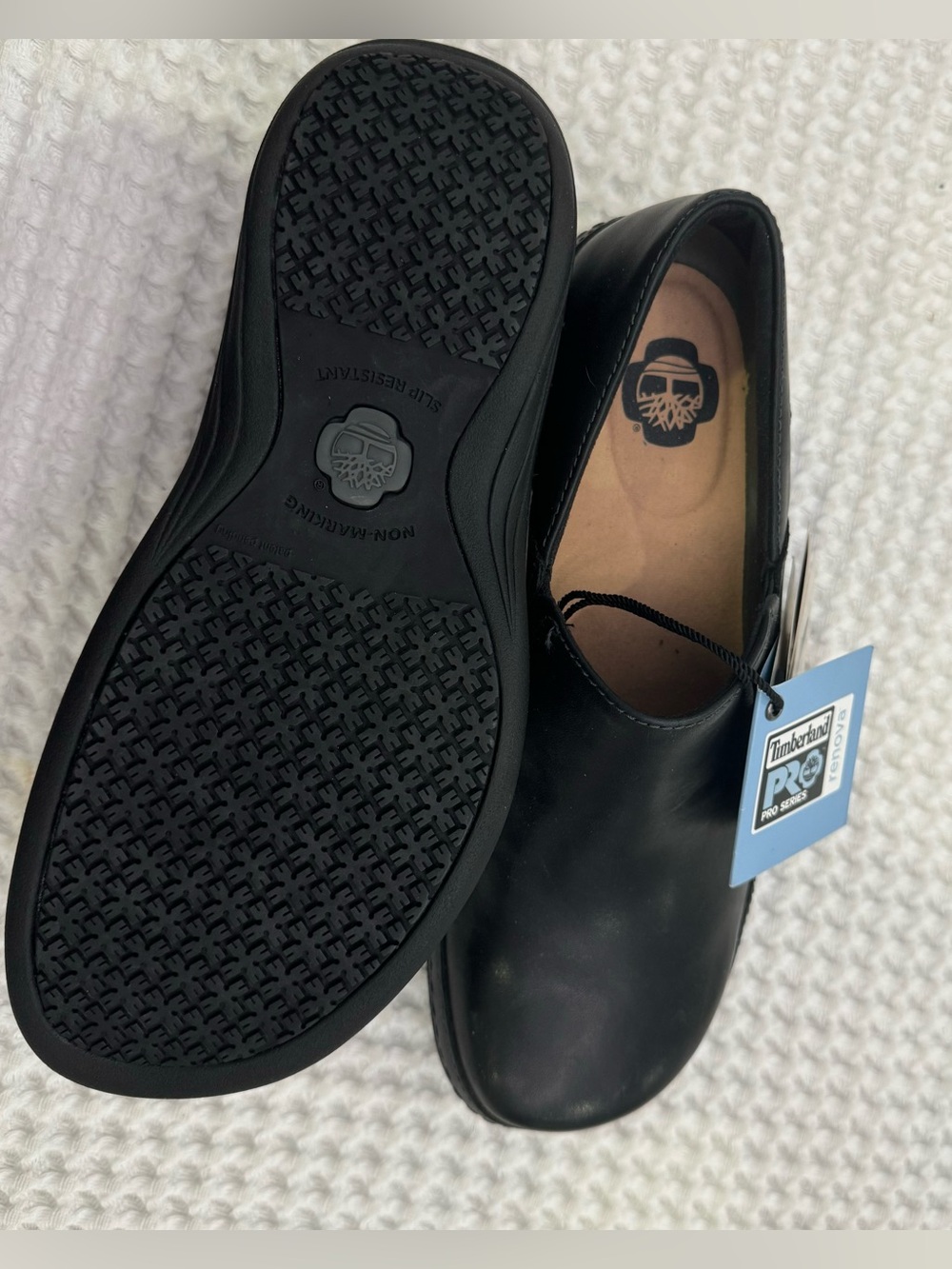 NWT Timberland PRO Renova Black Leather Slip on ANTI-SLIP Clogs MSRP $148 Size 9 - Picture 8 of 9